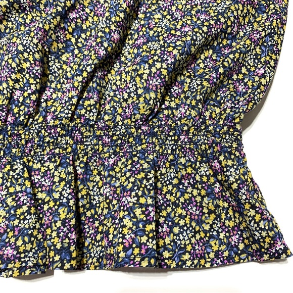 Uniqlo Cotton Printed Peasant Cropped Balloon Short Sleeve Blouse Size XS - Picture 5 of 11